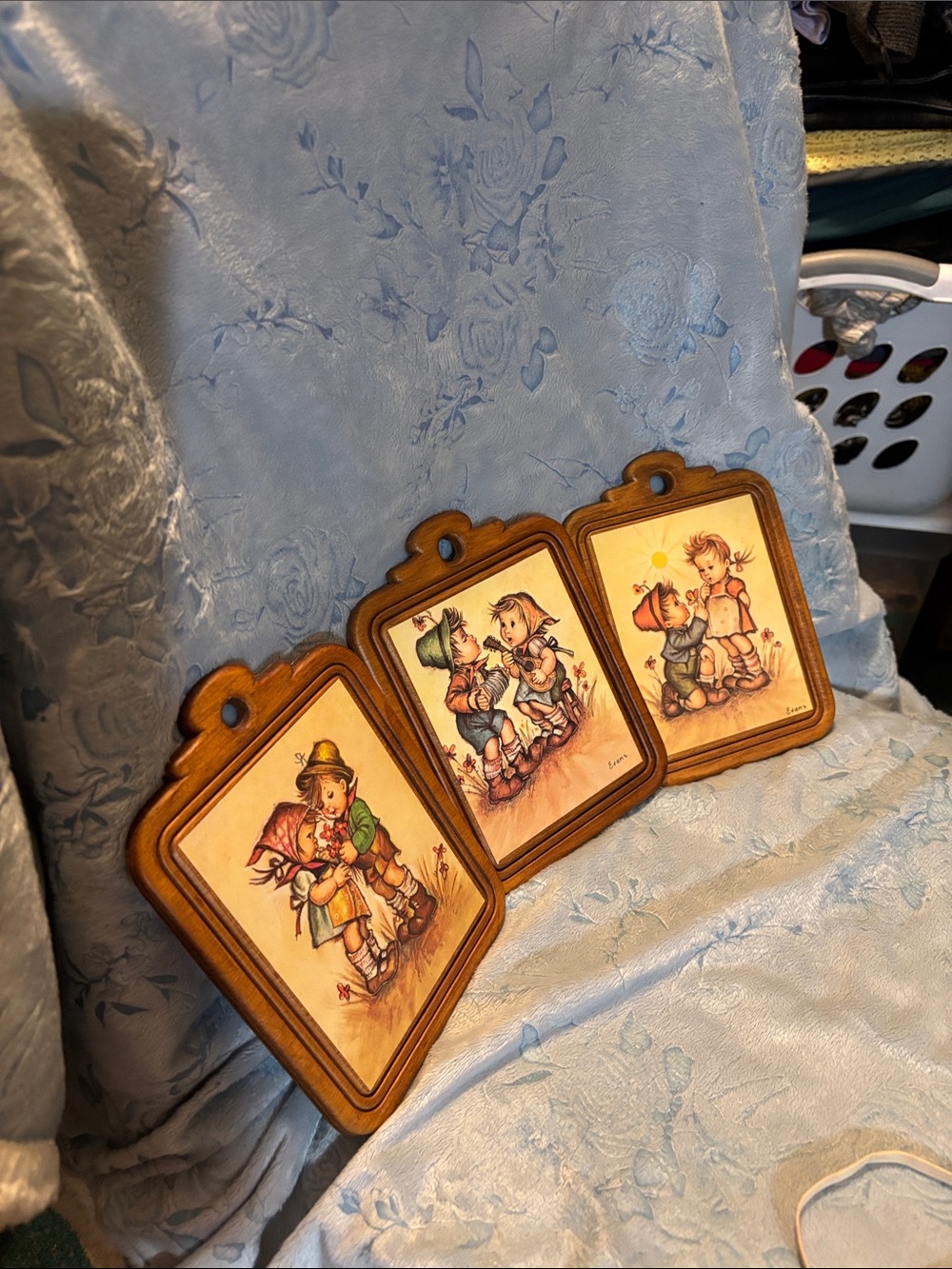 Set of 3 Vintage Hummel by Evans Wooden Wall Plaques